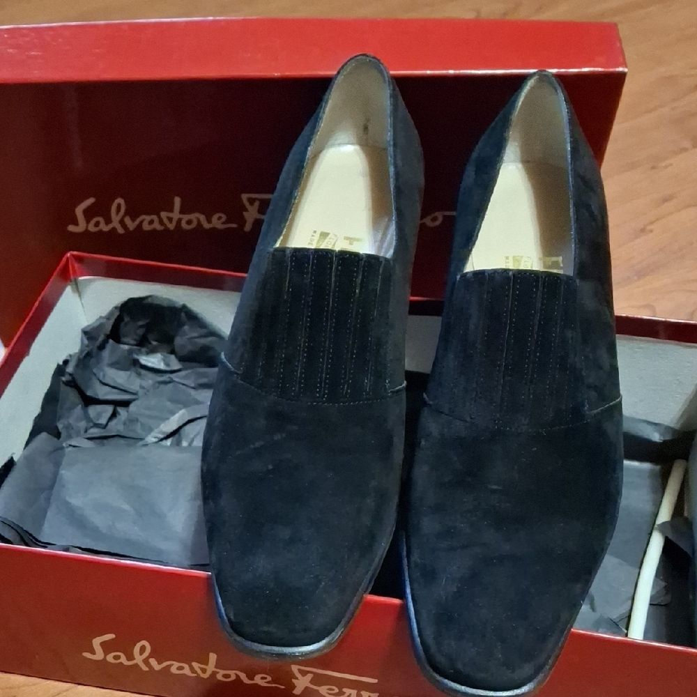 Salvatore Ferragamo Black Suede Loafers